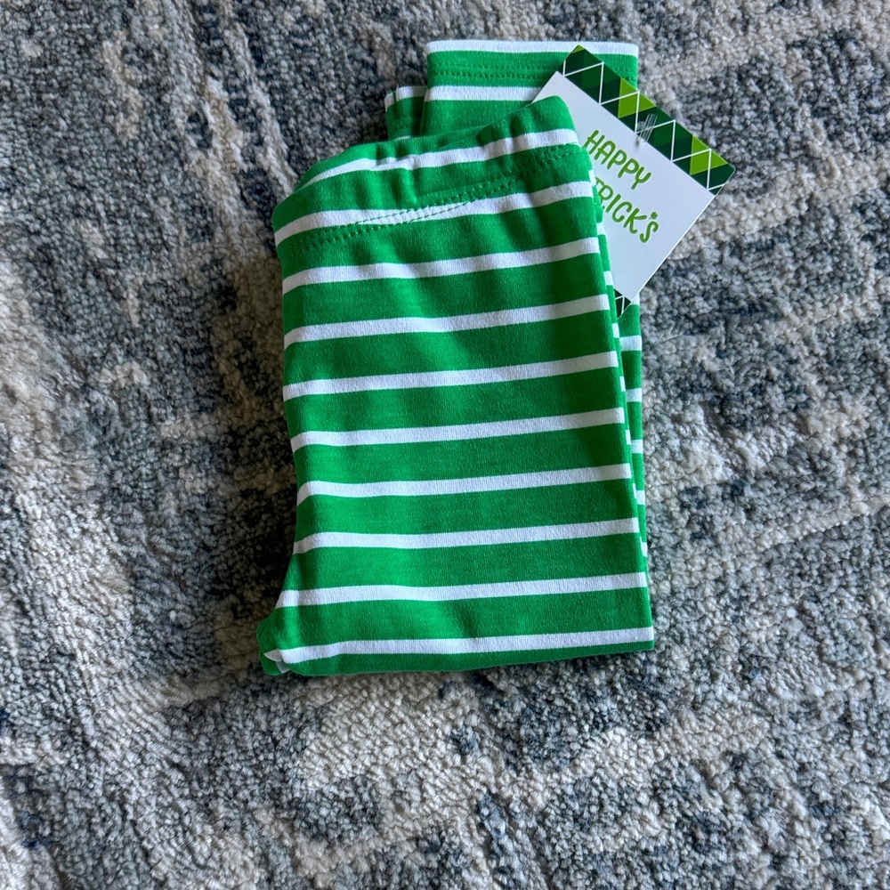 Green & White Striped Leggings